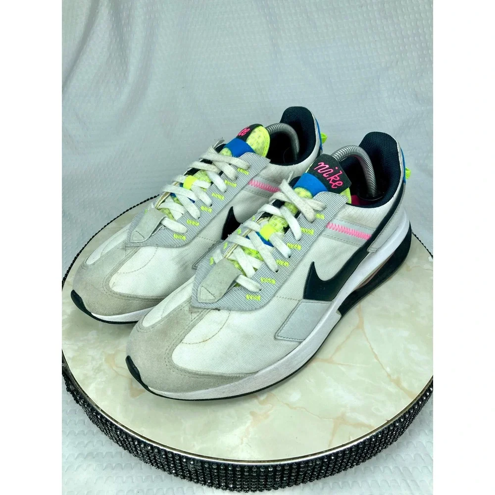 Nike Air Max Pre-Day Running Shoes Mens 10 White Platinum Volt Sporty Sneakers